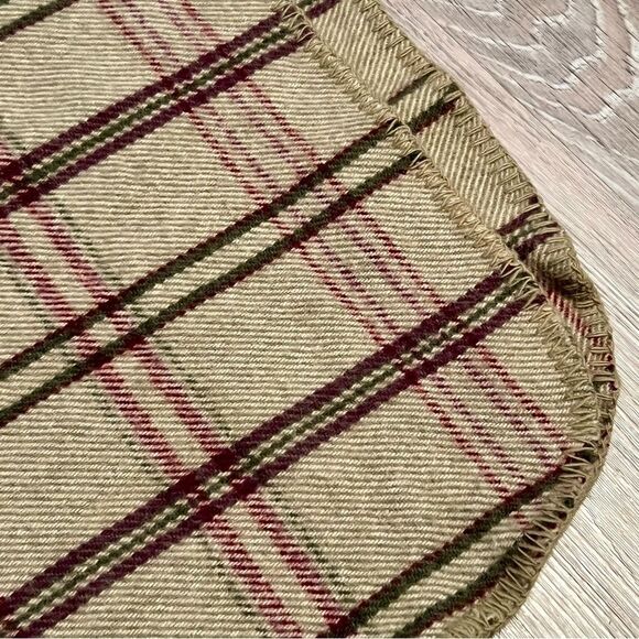 Vintage Field Gear Home wool Plaid Beige Maroon southwest wool Throw Blanket - Picture 3 of 8